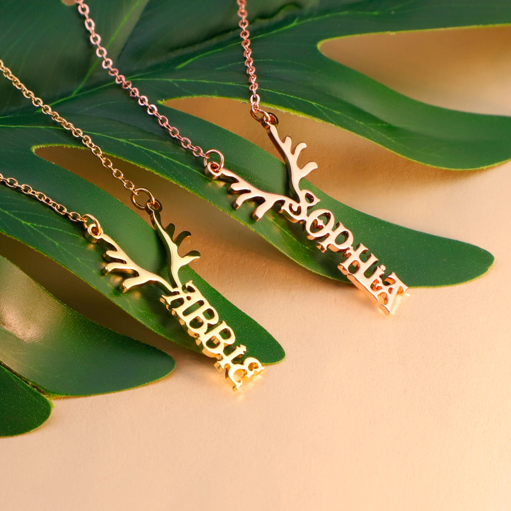 Mother's Day Gift Antler Name Necklace