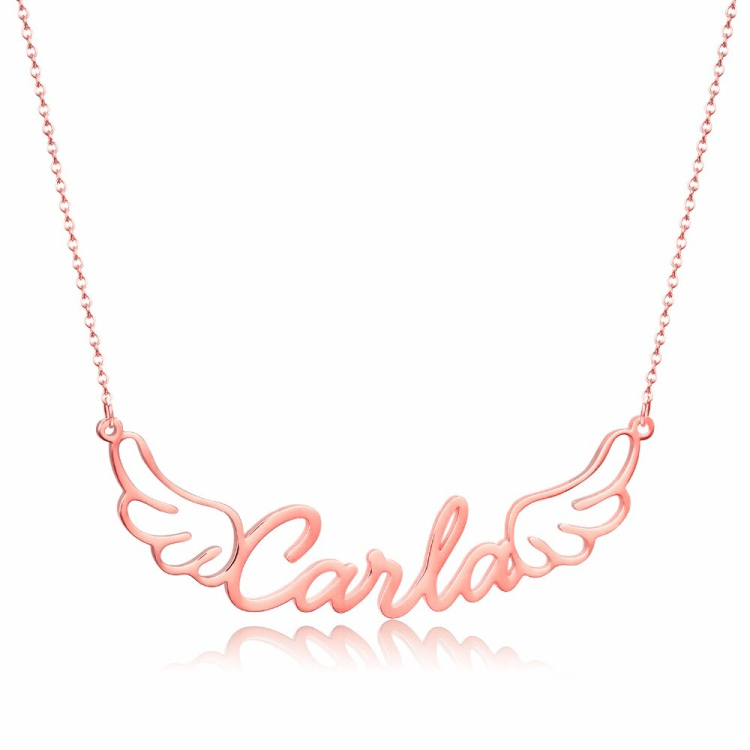 Mother's Day Gift Personalized Angel Wings Name Necklace