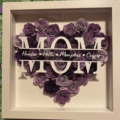 Personalized Mom Flower Shadow Box With Kids Name For Mother's Day