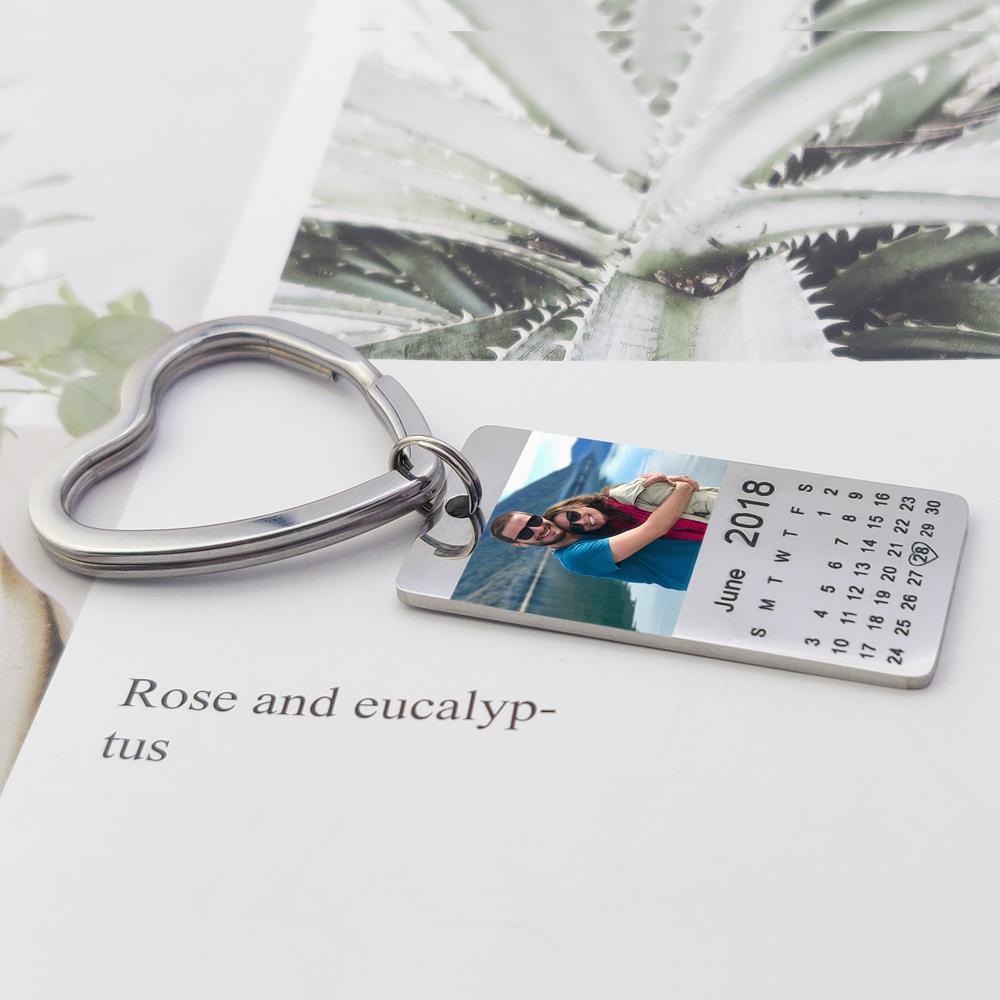Mother's Day Gift personalized colour photo calendar keychain love date gift