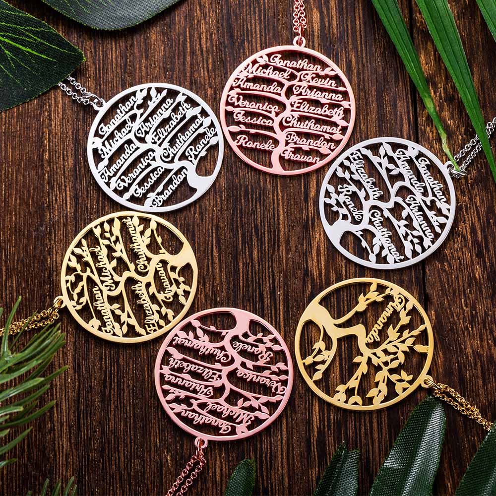 Mother's Day Gift Personalized 1-12 Names Family Tree Necklace