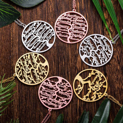 Mother's Day Gift Personalized 1-12 Names Family Tree Necklace