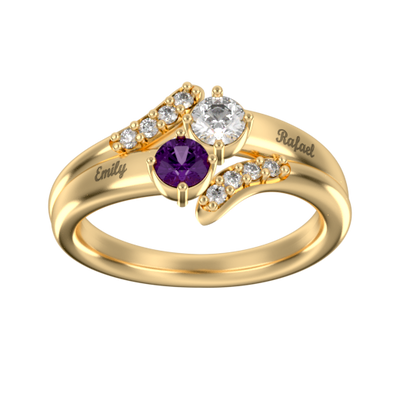 Mother's Day Gift Double Birthstone Inlay Ring