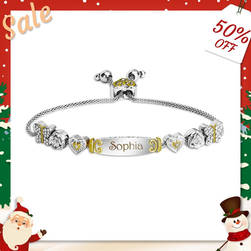 Christmas Gift Granddaughter Bolo Bracelet With Personalized Engravings