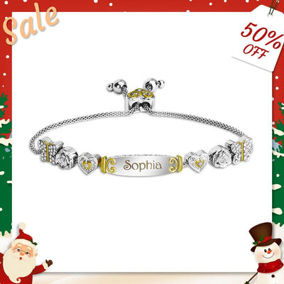 Christmas Gift Granddaughter Bolo Bracelet With Personalized Engravings