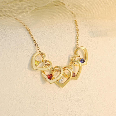 Mother's Day Gift Personalized Heart Name Birthstone Necklace For Mom Grandma