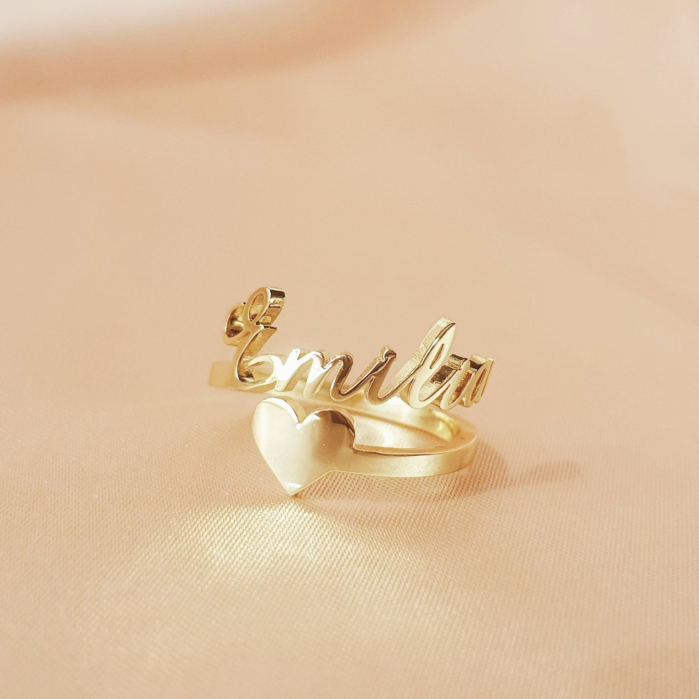 Mother's Day Gift Personalized Single Name Heart Ring