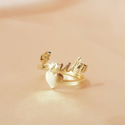 Mother's Day Gift Personalized Single Name Heart Ring