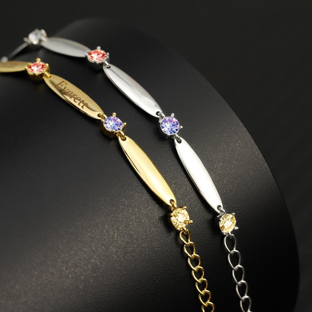Mother's Day Gift Mother Bracelet with Family Names and Birthstones