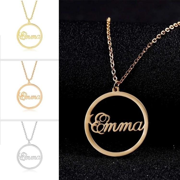 Mother's Day Gift Personalized Round Pendant Necklace