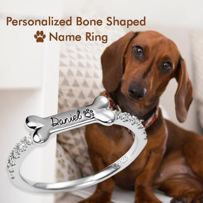 Mother's Day Gift Engraved Ear & Bone Shaped Pet Ring