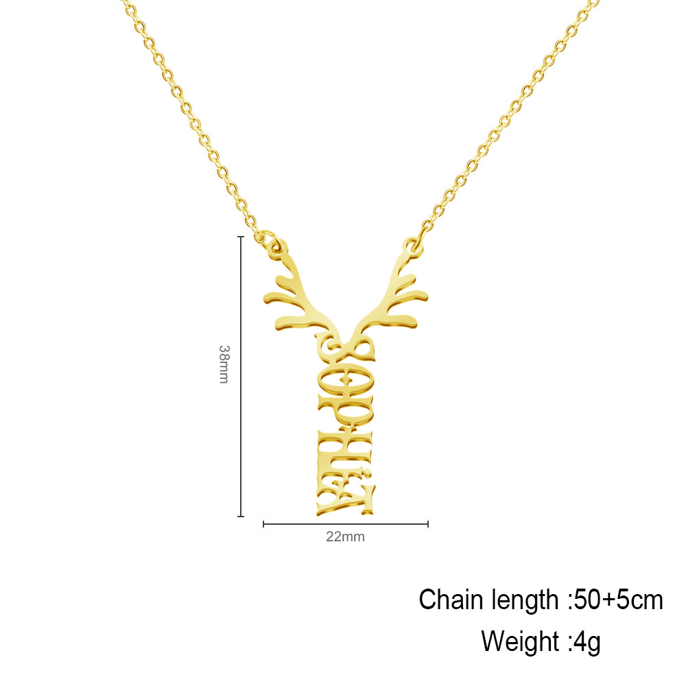 Mother's Day Gift Antler Name Necklace