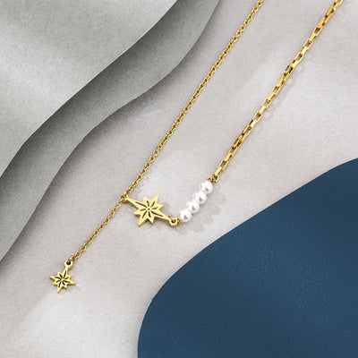 Mother's Day Gift Eight-pointed star tassel pendant necklace