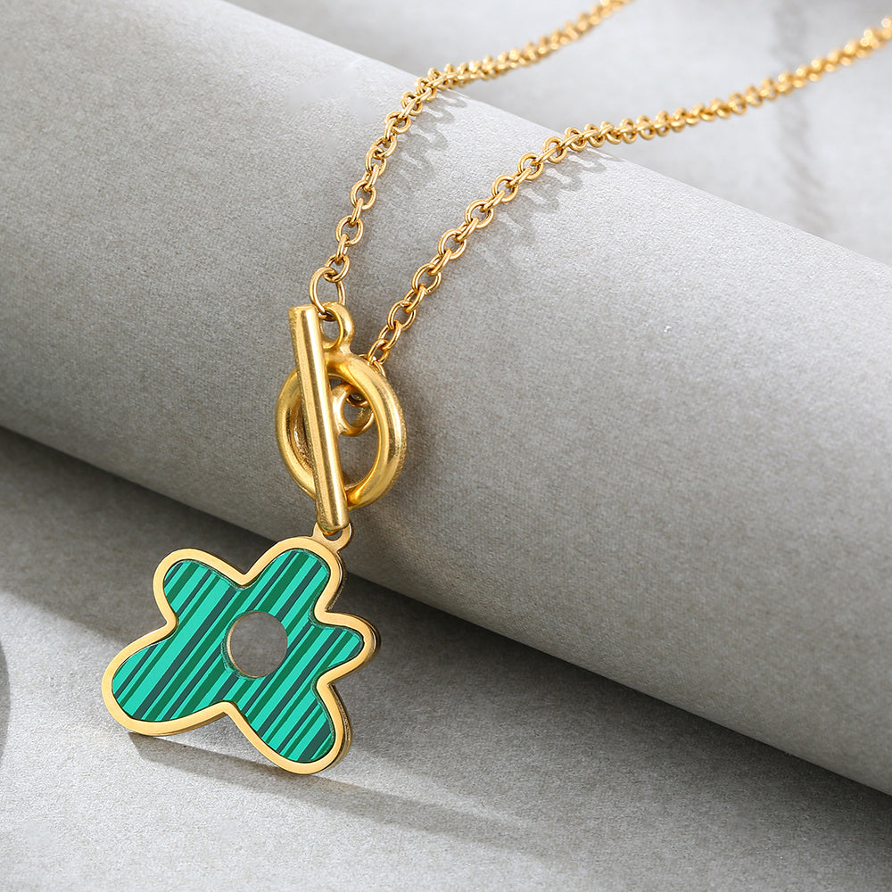 Mother's Day Gift Gold Diamond Turquoise  Necklace