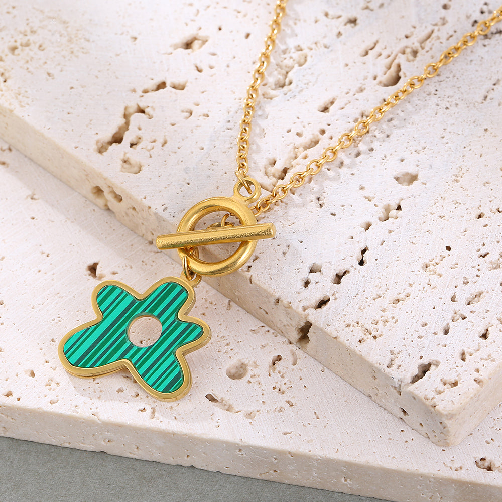Mother's Day Gift Gold Diamond Turquoise  Necklace