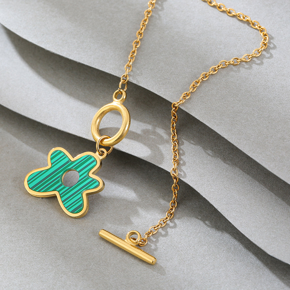 Mother's Day Gift Gold Diamond Turquoise  Necklace