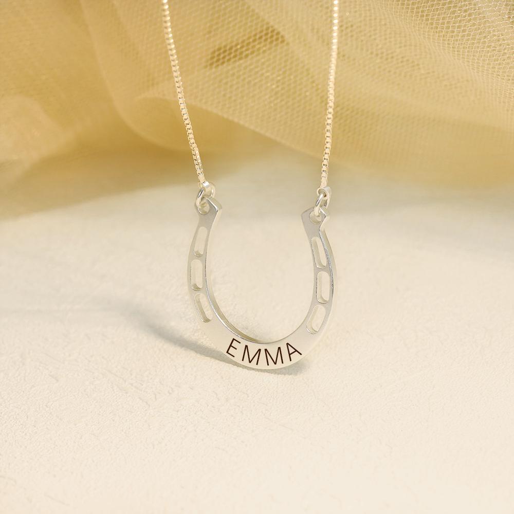 Mother's Day Gift Sterling silver Jewelry lucky Horse Shoe Pendant with Cable Chain for Girl