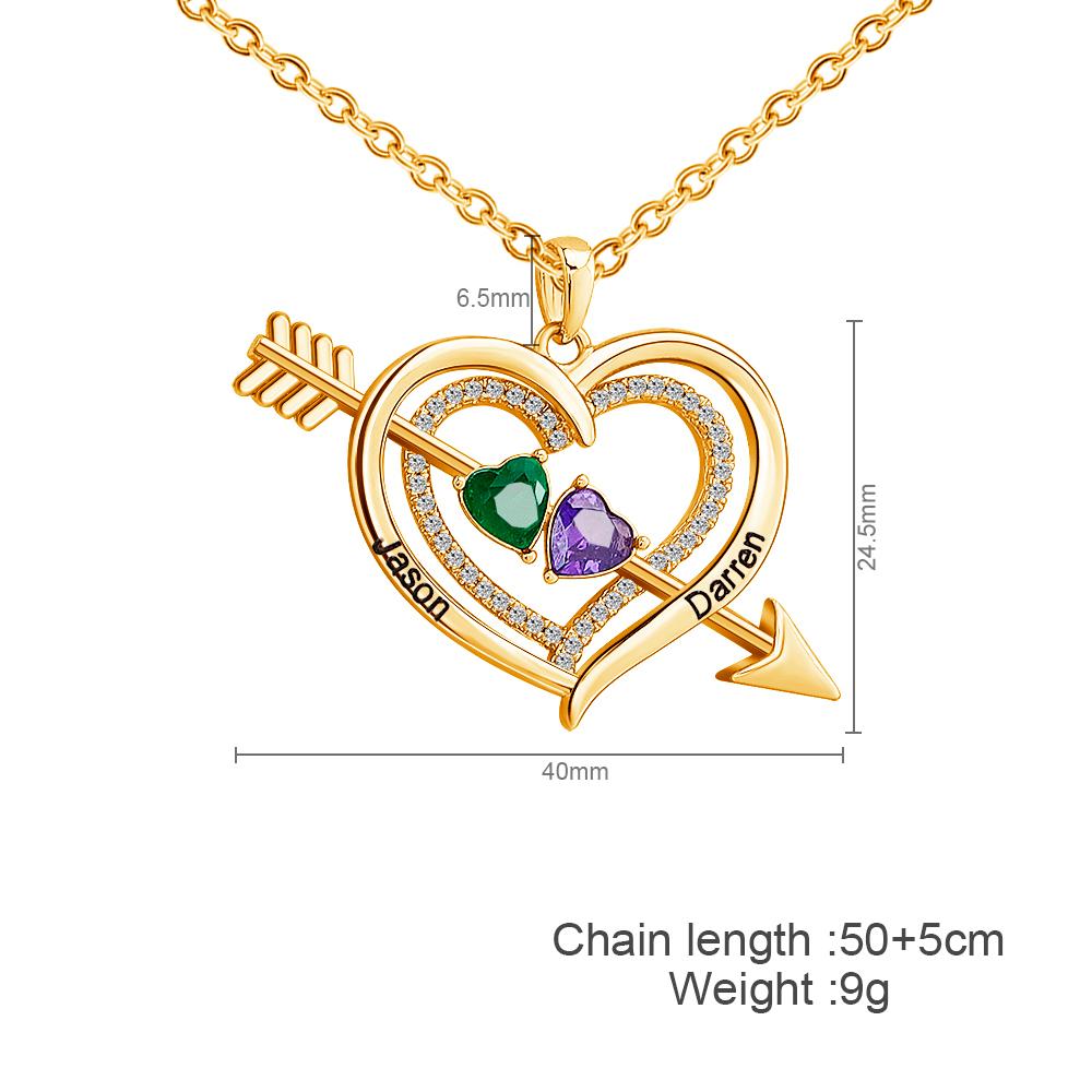 Valentine's Day Gift Forever Love Birthstone & Diamond Heart Pendant Necklace