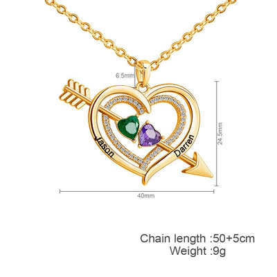 Valentine's Day Gift Forever Love Birthstone & Diamond Heart Pendant Necklace