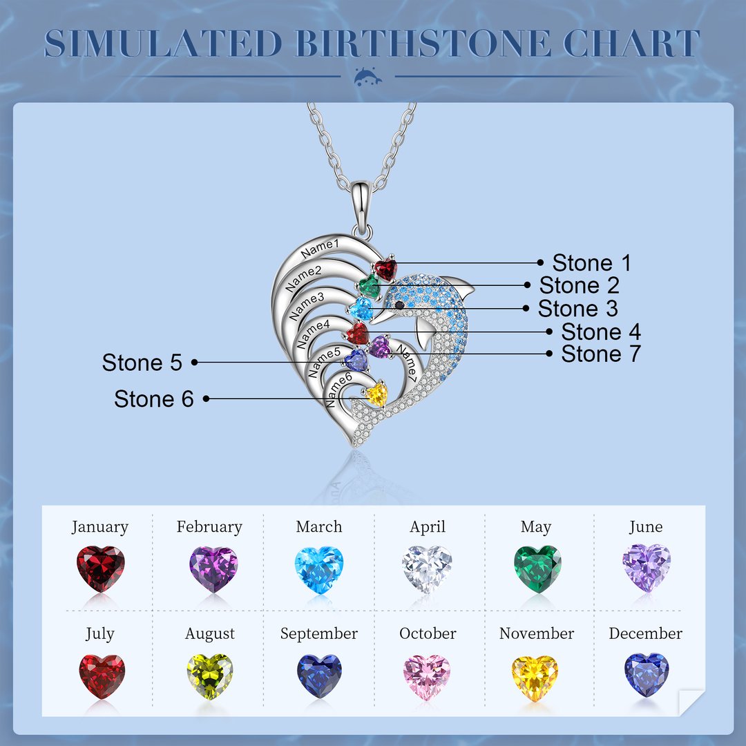 Mother's Day Gift Personalized Heart Dolphin Necklace