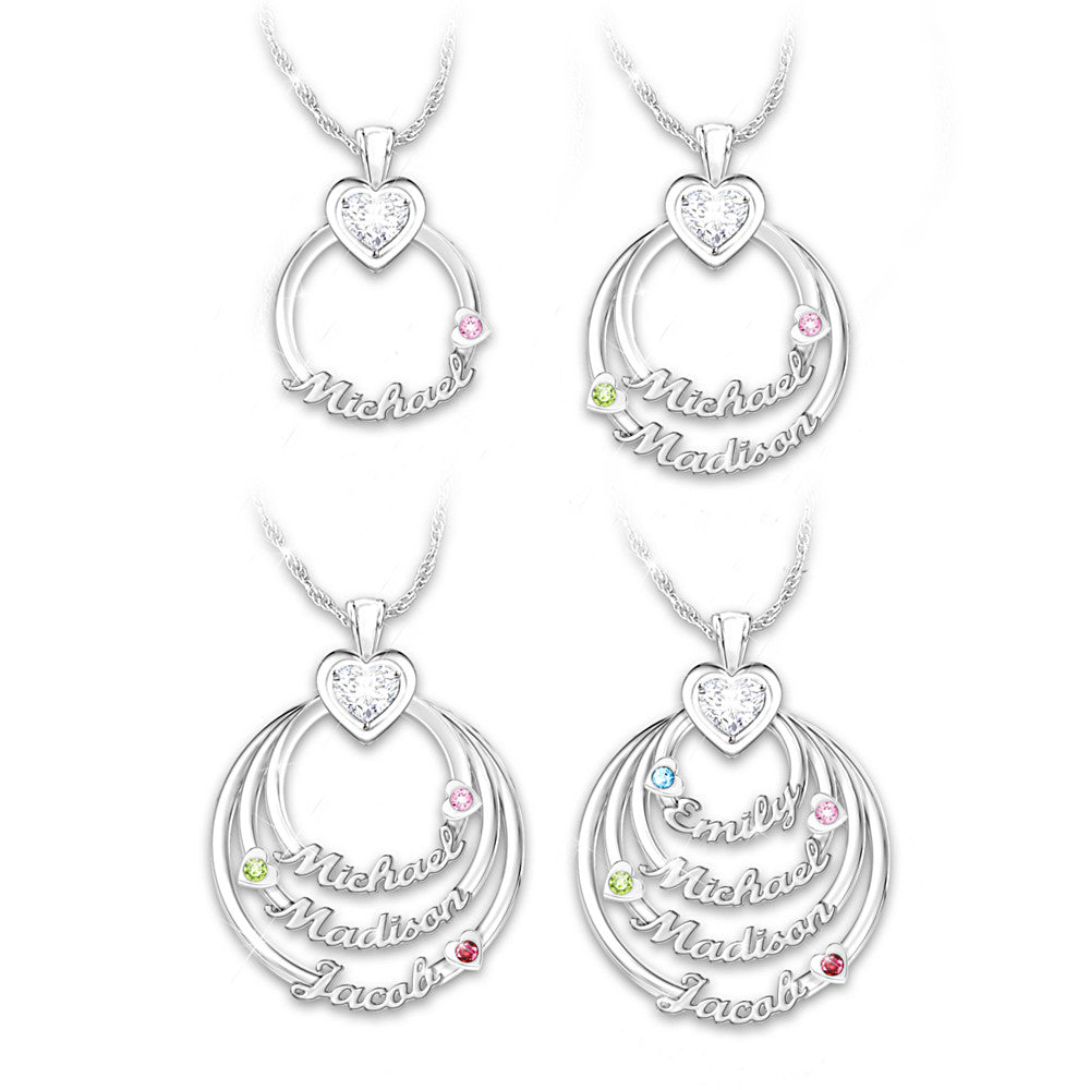 "Circle Of Love" Family Crystal Birthstone Pendant Necklace