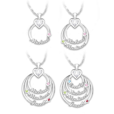 "Circle Of Love" Family Crystal Birthstone Pendant Necklace