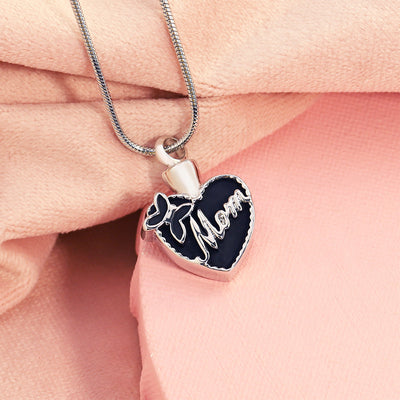 Mother's Day Gift Black peach heart (MOM) necklace