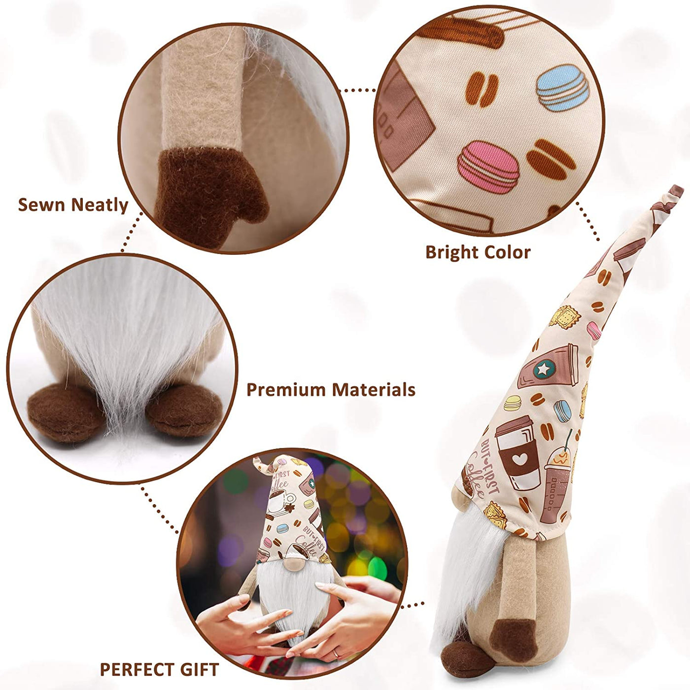 Valentine's Day Gift-Lovely Plush Coffee Gnome Doll For Novelty Gift And Decoration