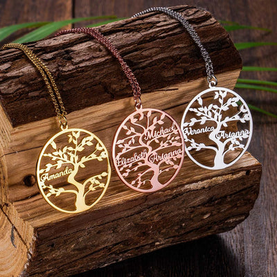 Mother's Day Gift Personalized 1-12 Names Family Tree Necklace