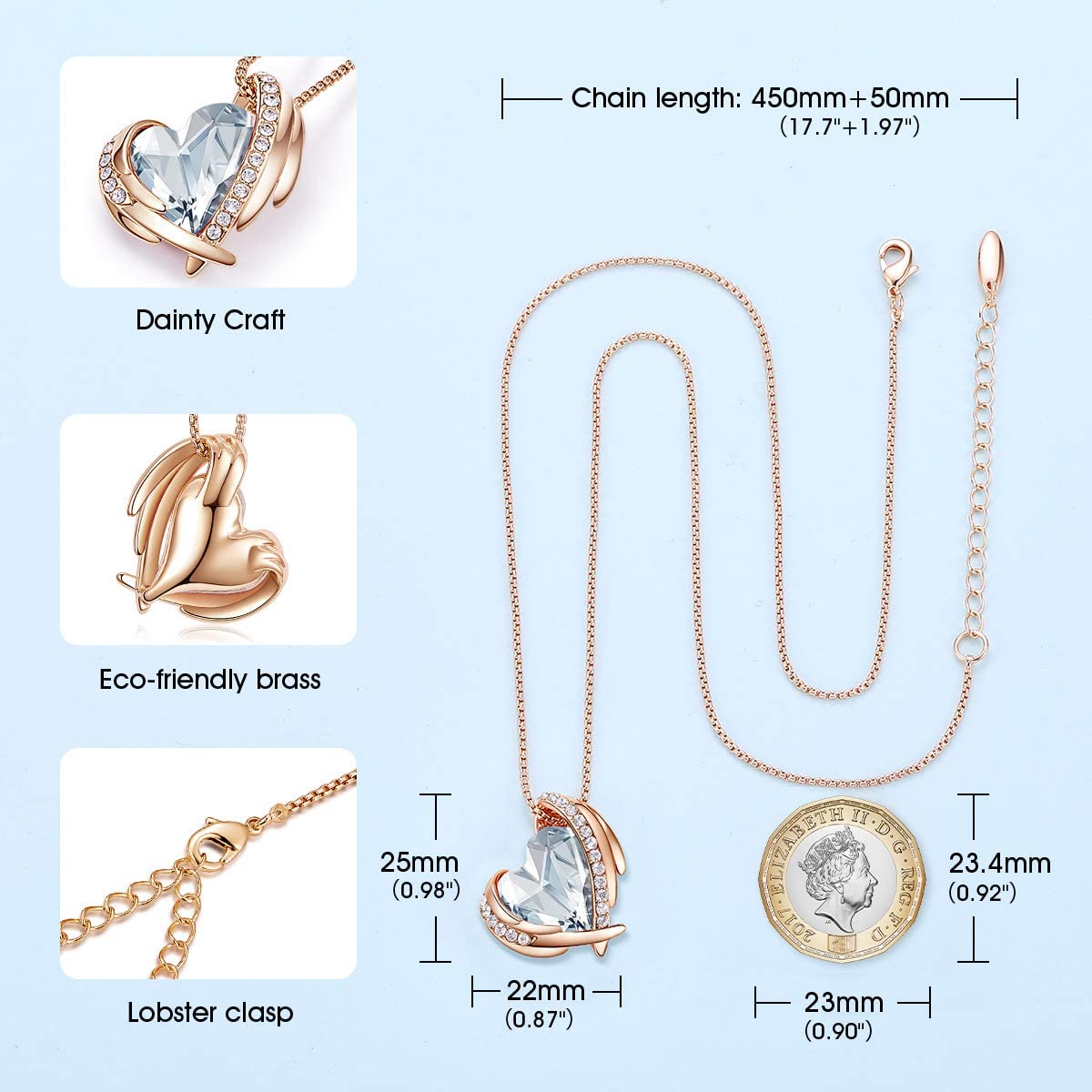 Mother's Day Gift Personalized Birthstone Love Heart Pendant Necklaces
