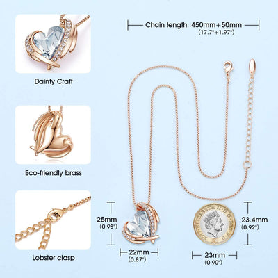 Mother's Day Gift Personalized Birthstone Love Heart Pendant Necklaces