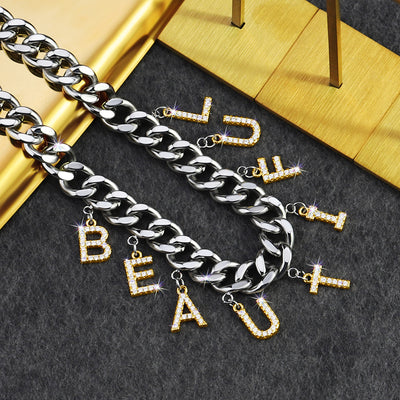 Mother's Day Gift Cuba Jewelry Diamond Initial Name Necklace