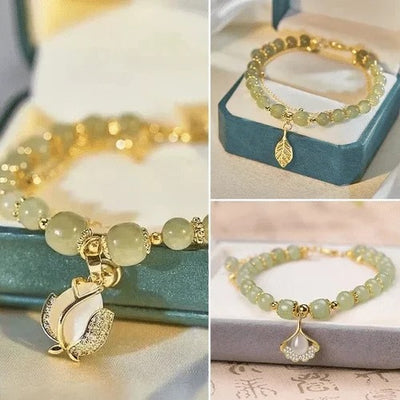 Hetian Jade Gold Leaf Bracelet