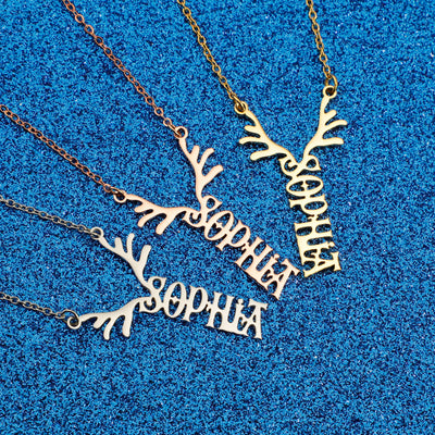 Mother's Day Gift Antler Name Necklace