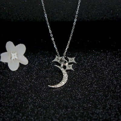 Mother's Day Gift Moon and Stars initials Necklace