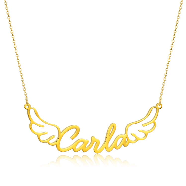 Mother's Day Gift Personalized Angel Wings Name Necklace
