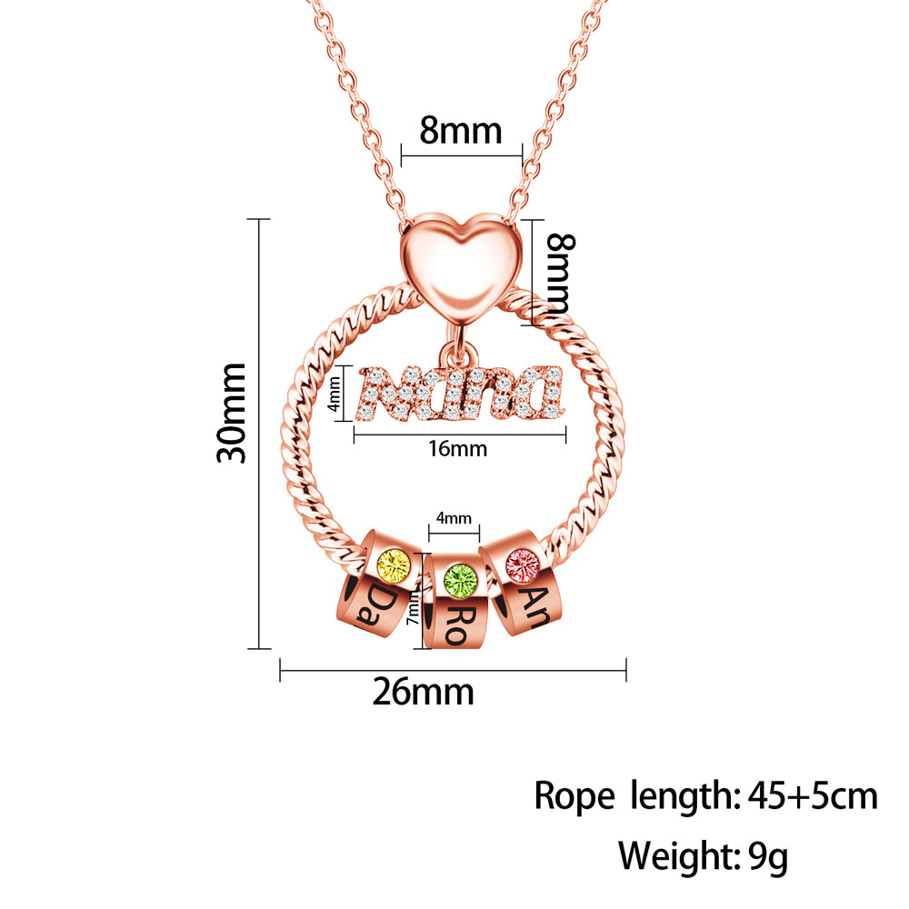 Mother's Day Gift Personalized Circle Pendant with Custom Birthstone Beads