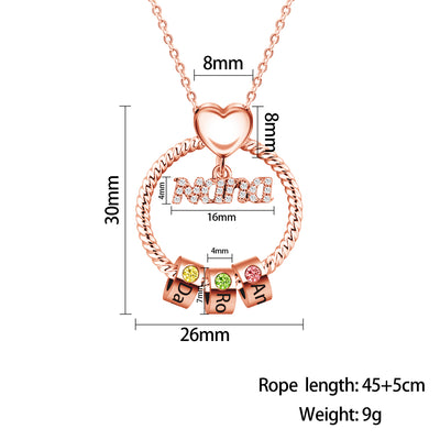 Mother's Day Gift Personalized Circle Pendant with Custom Birthstone Beads