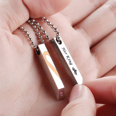Mother's Day Gift Her King His Queen Matching Heart Necklaces With Birthstone For Couples