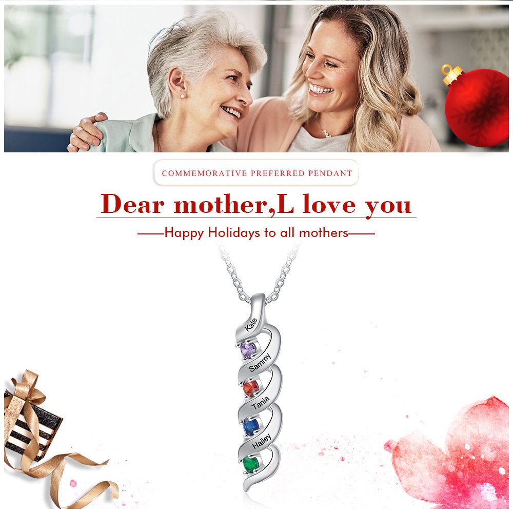 Mother's Day Gift Personalized Mother Necklace Cascading Pendant with Birthstones