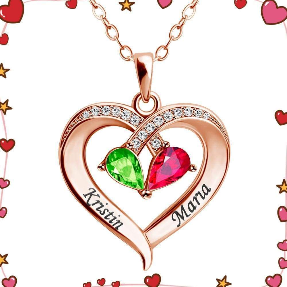 Forever Love Birthstone & Diamond Heart Pendant Necklace