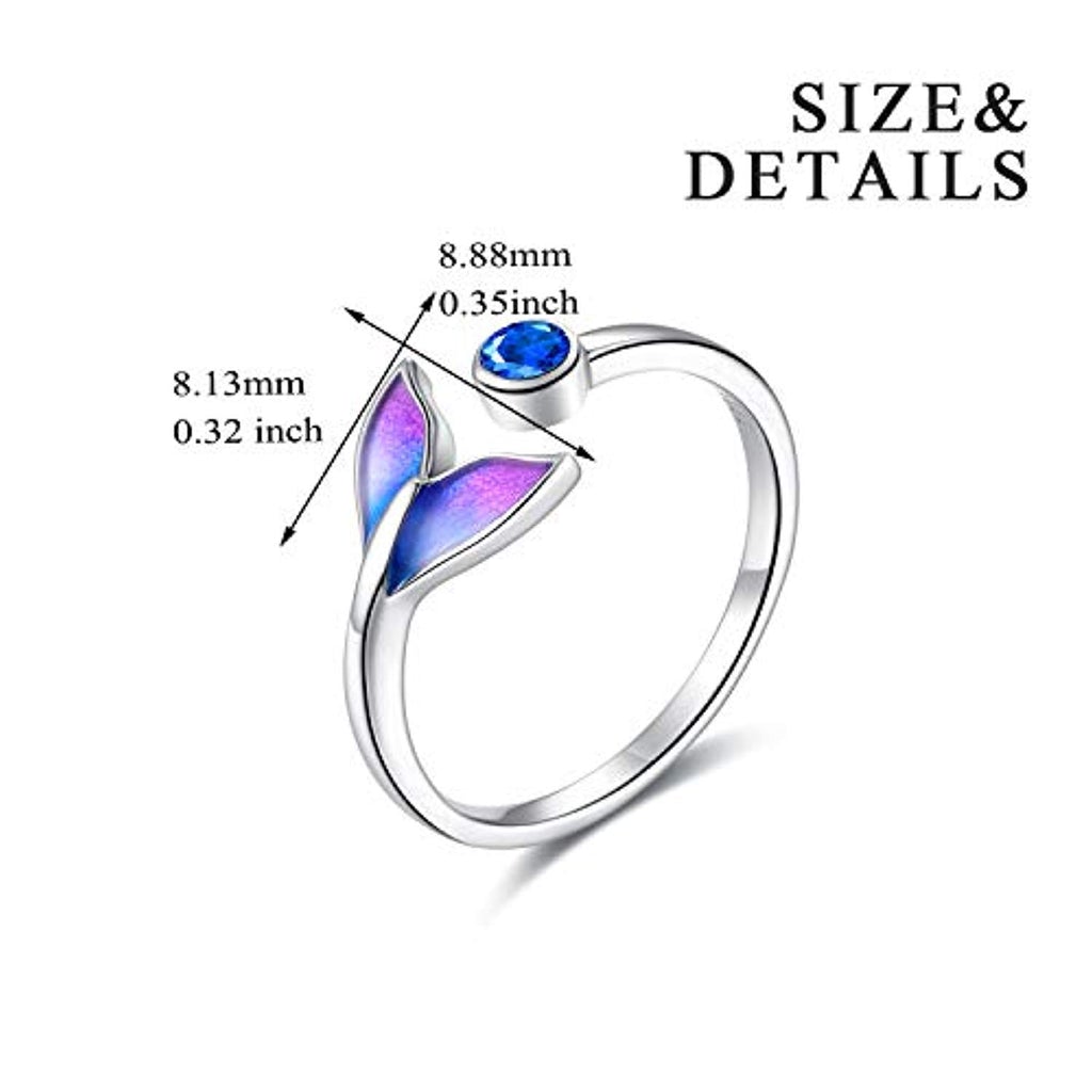 Mother's Day Gift Sterling Silver Mermaid Rings Jewelry