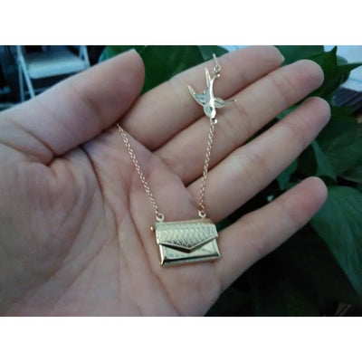 Mother's Day Gift For Her Personalised Photo Envelope Necklace with Bird
