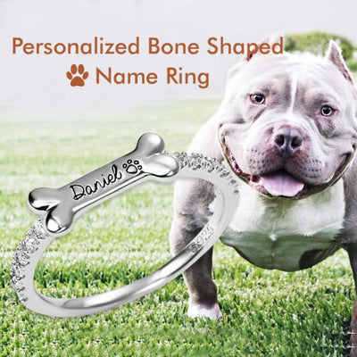 Mother's Day Gift Engraved Ear & Bone Shaped Pet Ring