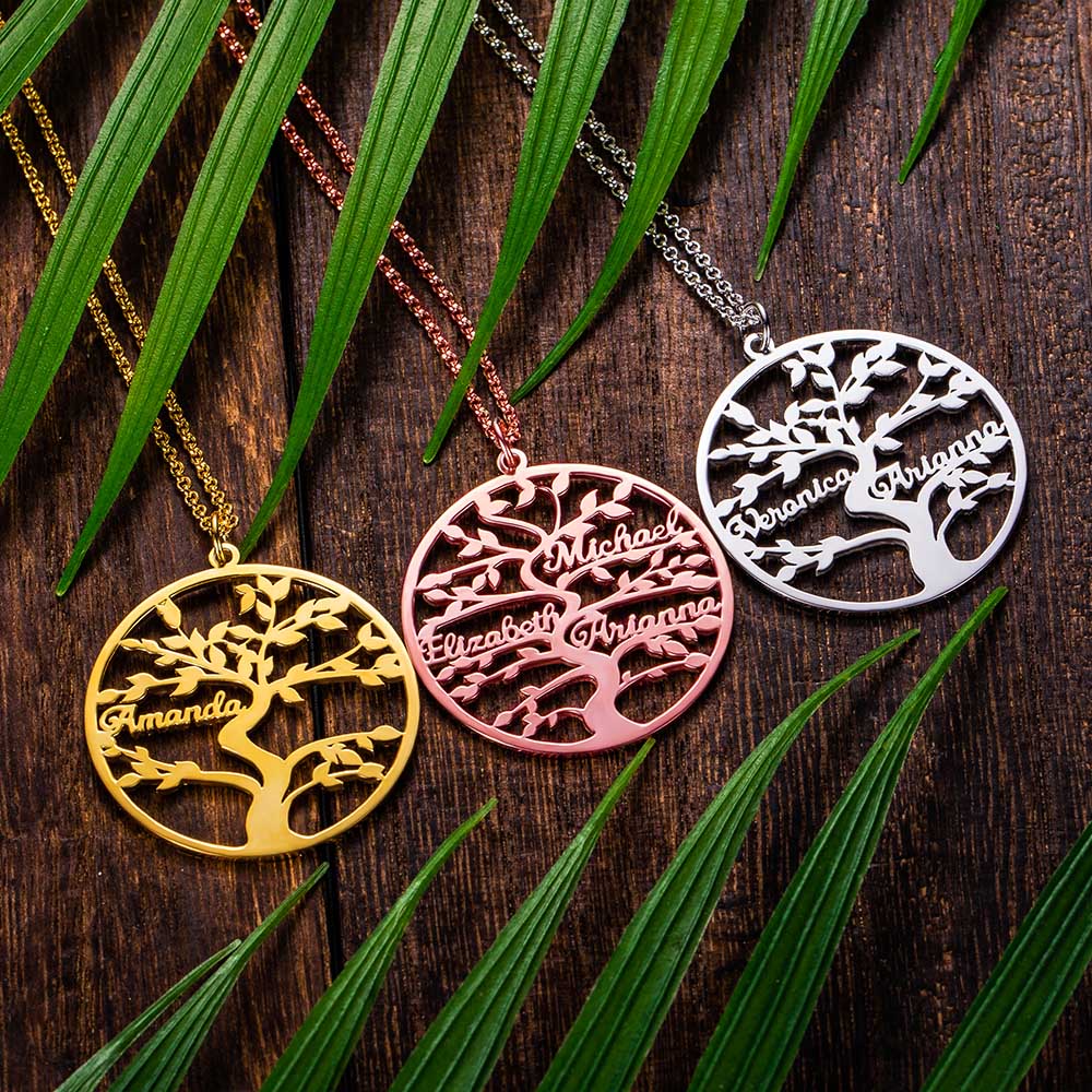 Mother's Day Gift Personalized 1-12 Names Family Tree Necklace