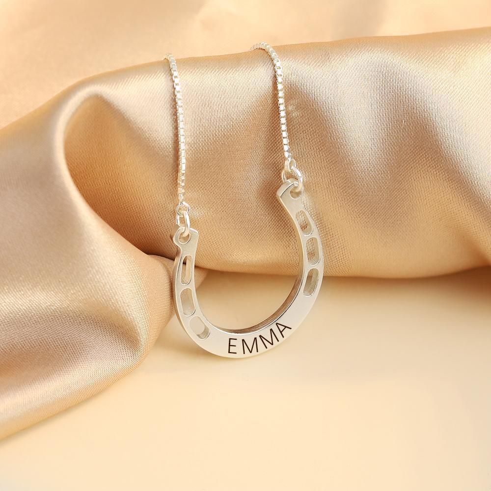 Mother's Day Gift Sterling silver Jewelry lucky Horse Shoe Pendant with Cable Chain for Girl