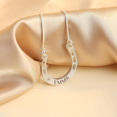 Mother's Day Gift Sterling silver Jewelry lucky Horse Shoe Pendant with Cable Chain for Girl