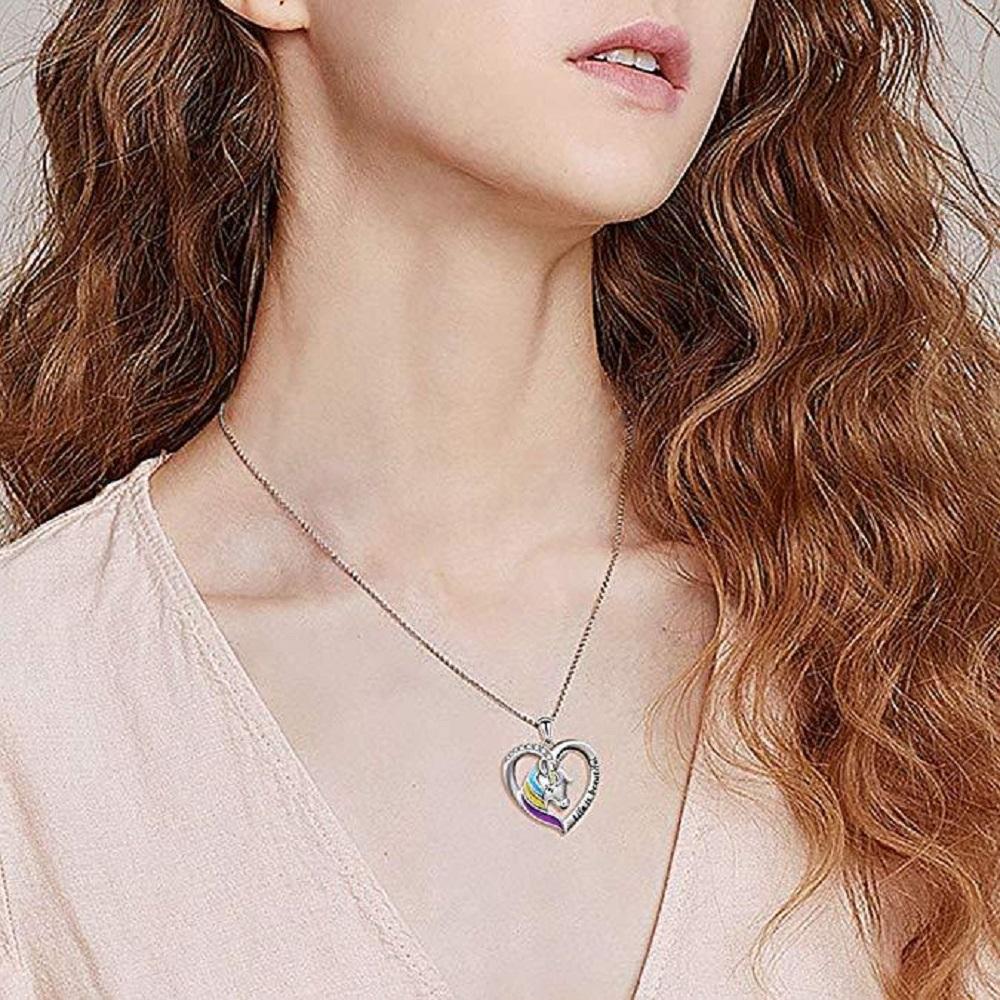 Mother's Day Gift Personalized Rainbow Unicorn Necklace-Fast Shipping guaranteed