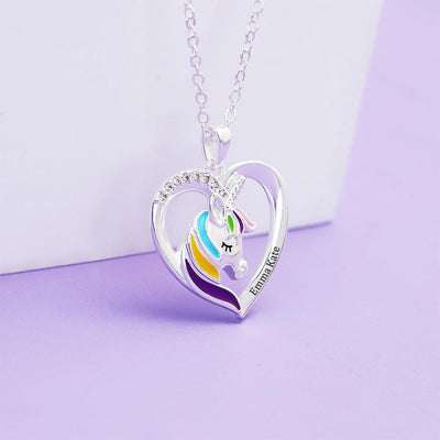 Mother's Day Gift Personalized Rainbow Unicorn Necklace-Fast Shipping guaranteed