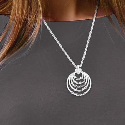 "Circle Of Love" Family Crystal Birthstone Pendant Necklace